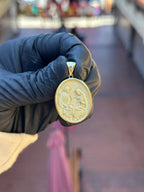 Holy Family Pendant in solid 10K-24K gold