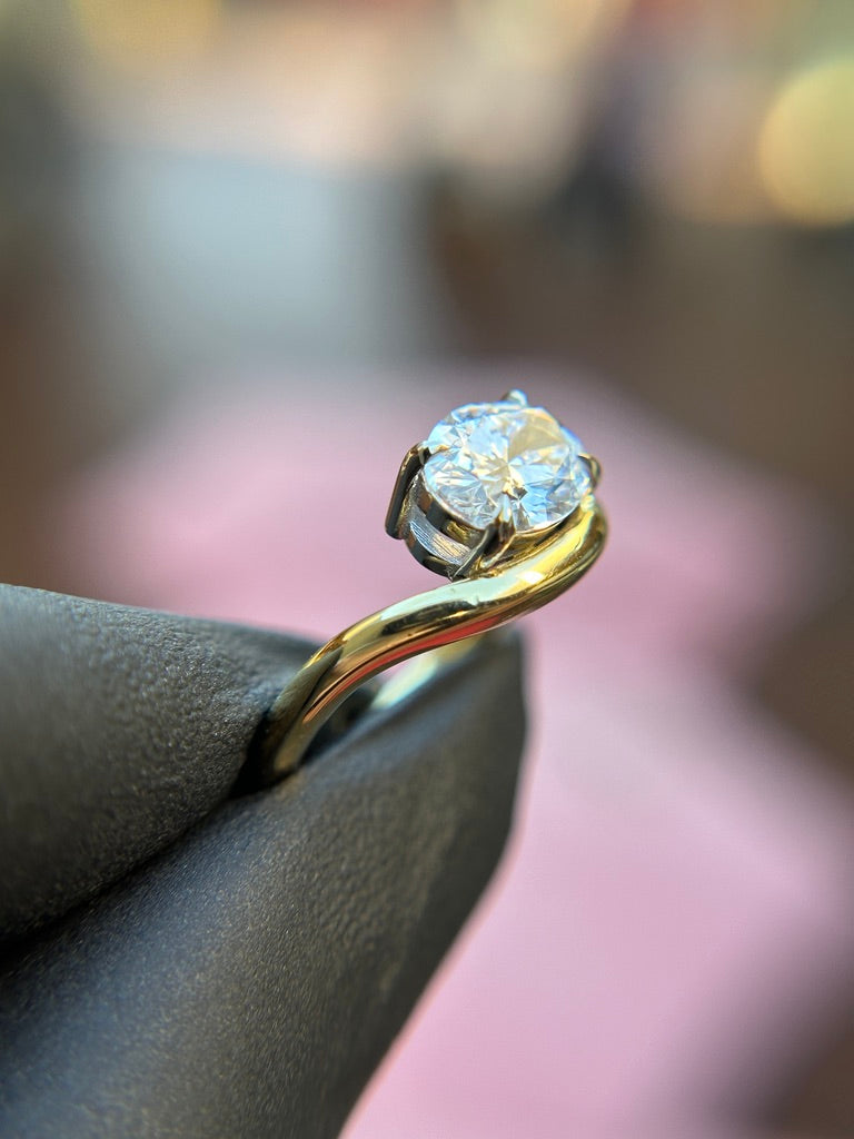 Open Bypass Solitare Engagement Ring