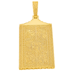 Saint Michael Archangel Portrait V2 gold pendant, plain polished reverse