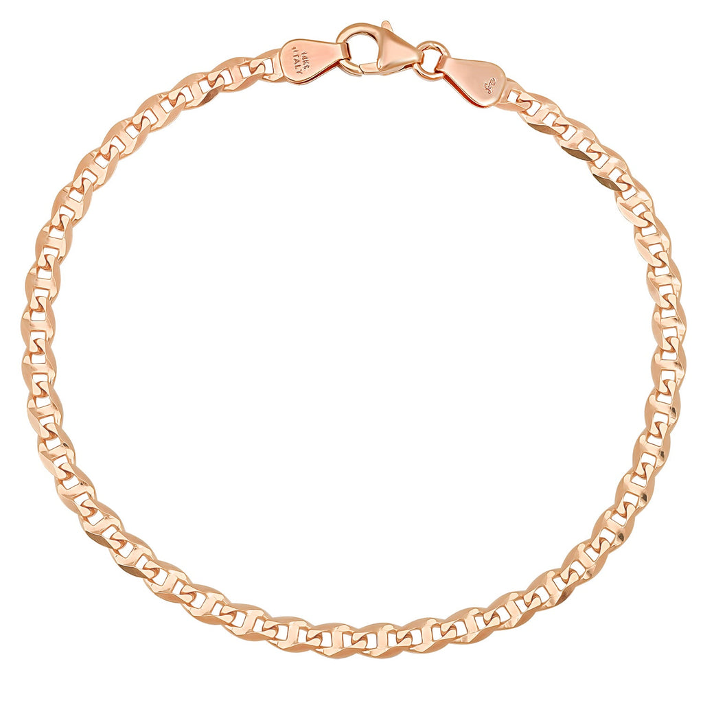 4MM Solid Diamond-Cut Mariner Bracelet — detail 3