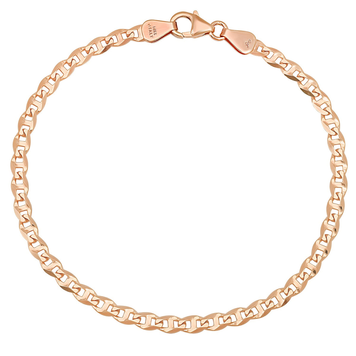 4.5MM Solid Diamond-Cut Mariner Bracelet — detail 3