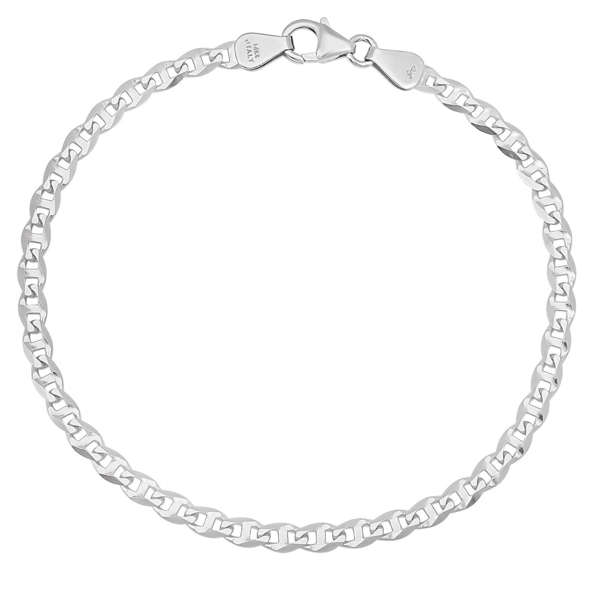 4MM Solid Diamond-Cut Mariner Bracelet — detail 2
