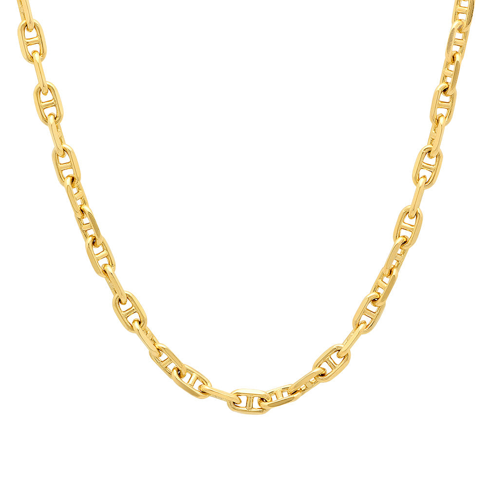 4MM Solid Alternating Mariner Chain in yellow gold