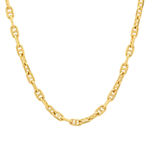 4MM Solid Alternating Mariner Chain in yellow gold