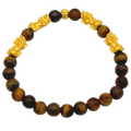 24K Yellow Gold Quadruple Pi Xiu Brown Bead Bracelet