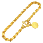 4MM Solid Nugget Link Bracelet in solid 10K-24K gold
