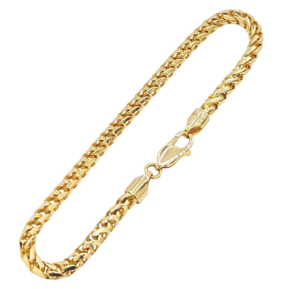 4MM Solid Diamond-Cut Franco Bracelet in solid 10K-24K gold