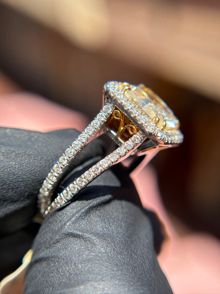 Pavé Split Shank Halo Engagement Ring