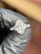 Marquise and Round Accent Hidden Halo Engagement Ring