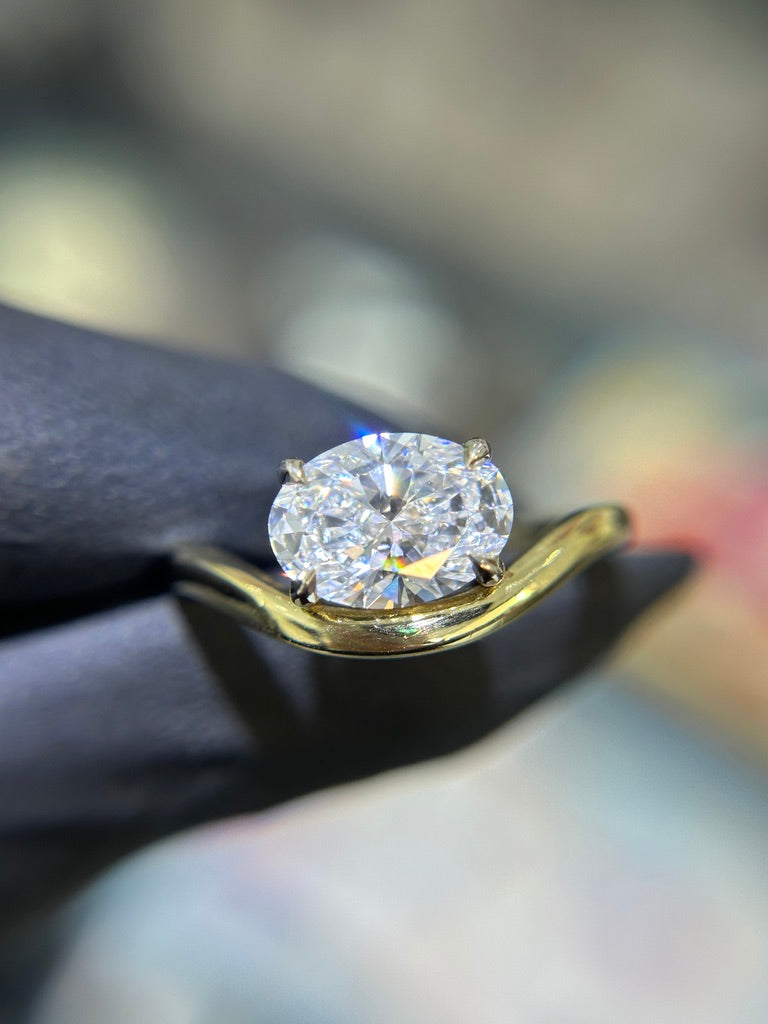 Open Bypass Solitare Engagement Ring