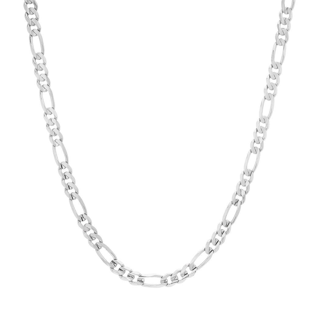 5MM Solid Plain Figaro Chain in white gold
