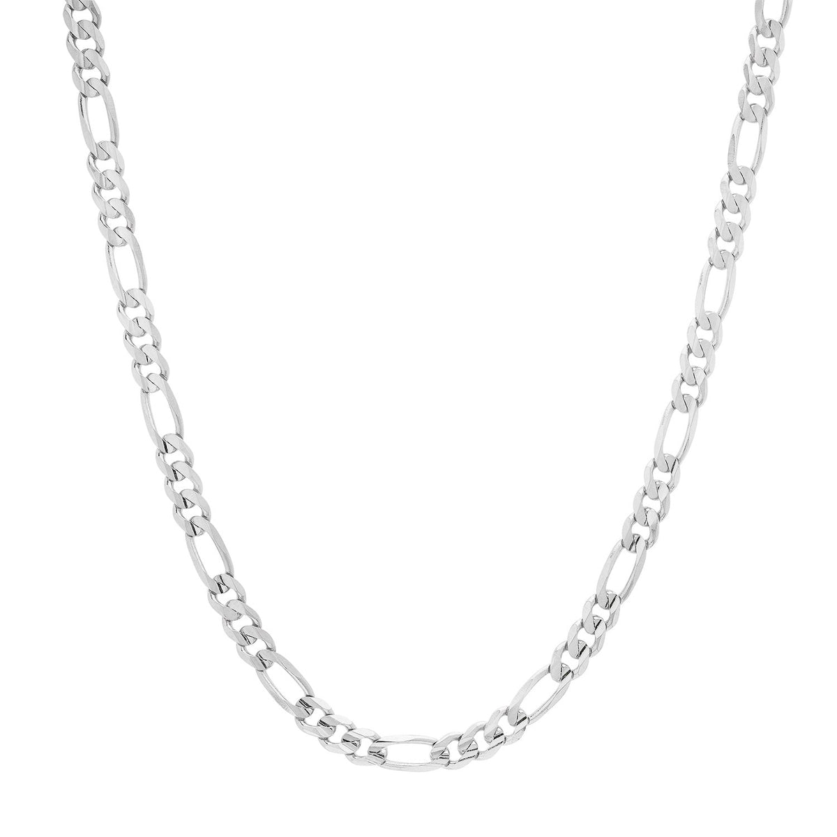 5MM Solid Plain Figaro Chain in white gold
