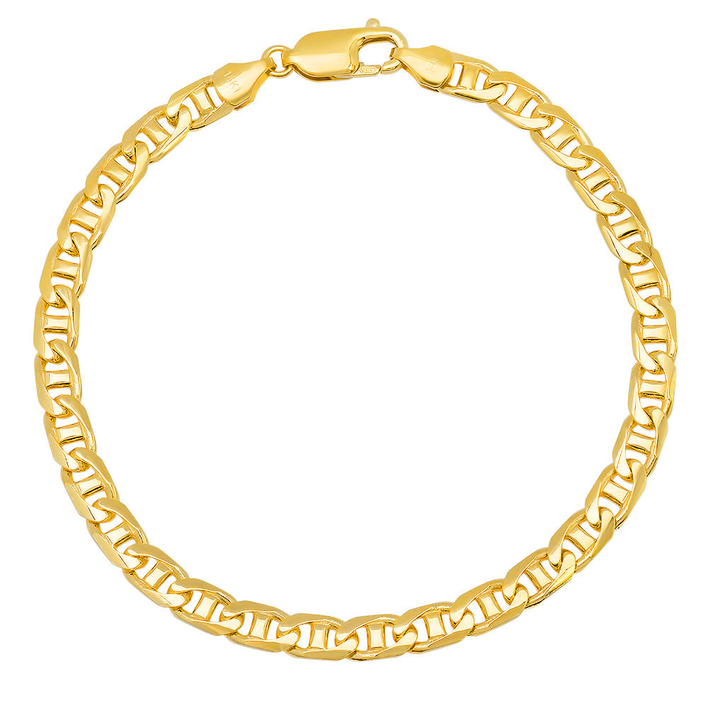 5MM Solid Yacht Link Bracelet in solid 10K-24K gold