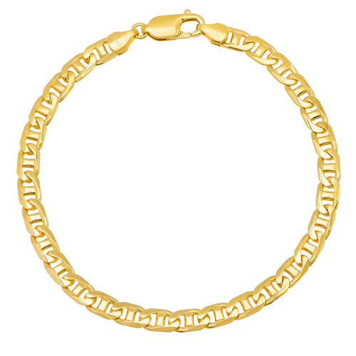 5MM Solid Yacht Link Bracelet in solid 10K-24K gold