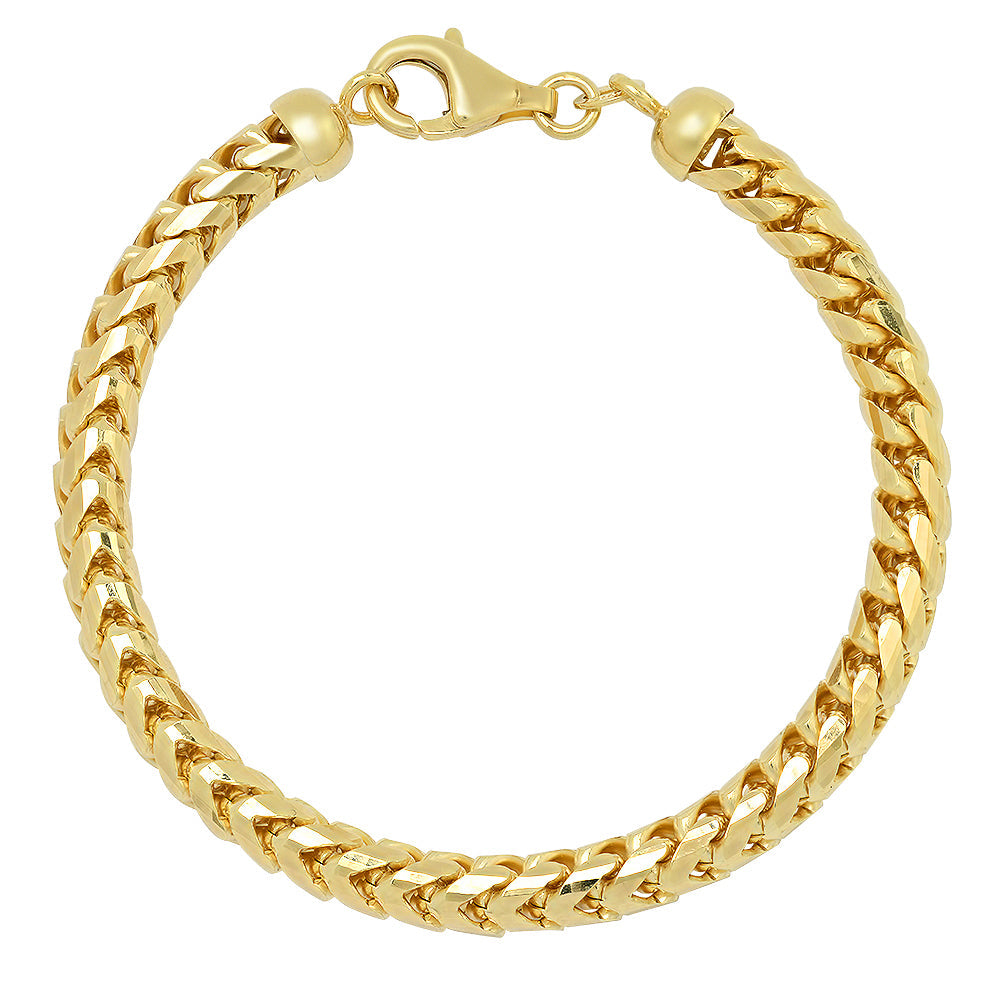 5MM Solid Diamond-Cut Franco Bracelet in solid 10K-24K gold