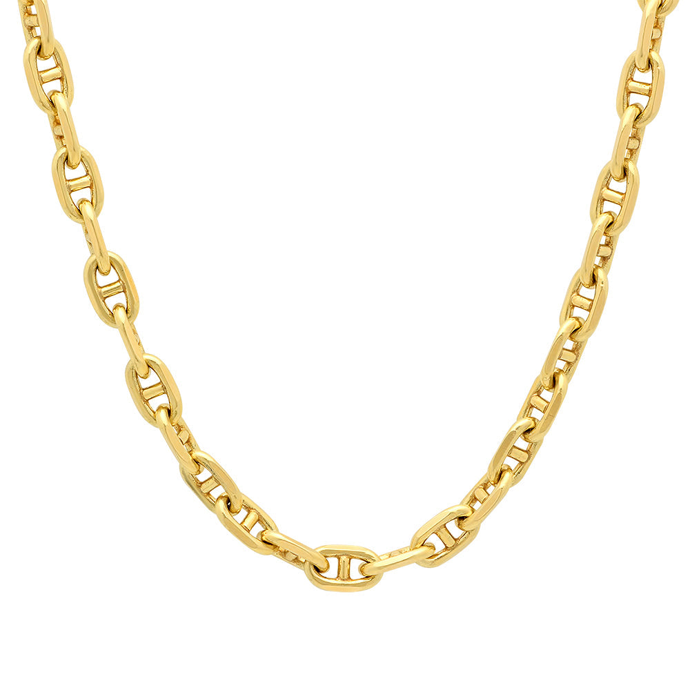 5MM Solid Alternating Mariner Chain in yellow gold