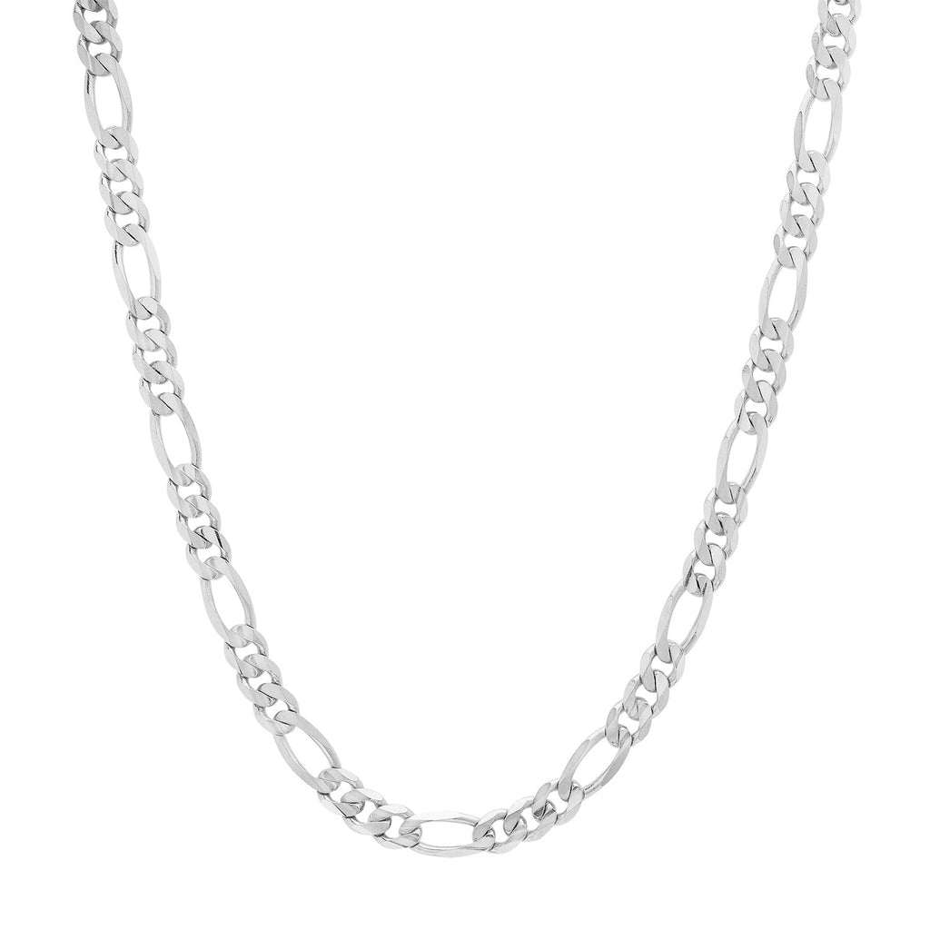 5.5MM Solid Plain Figaro Chain in white gold