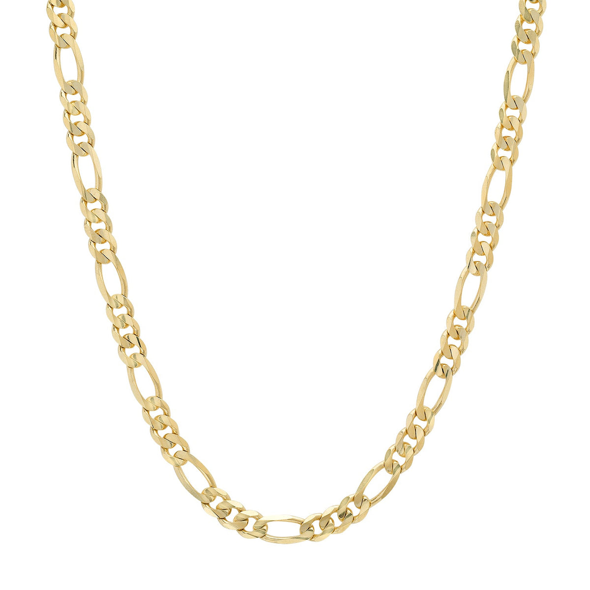 5.5MM Solid Plain Figaro Chain in yellow gold
