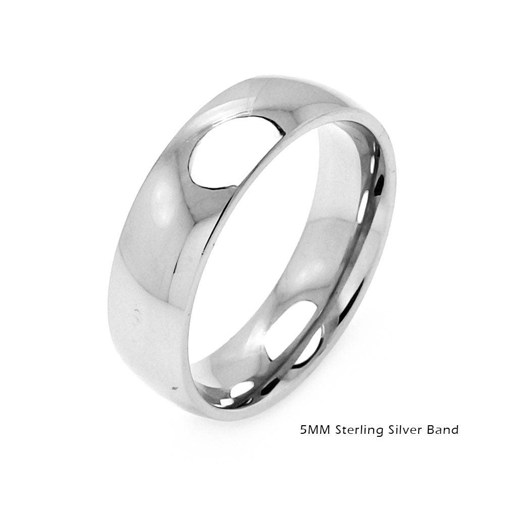High Polished 925 Sterling Silver Plain Wedding Band Round Ring - RING01-5MM