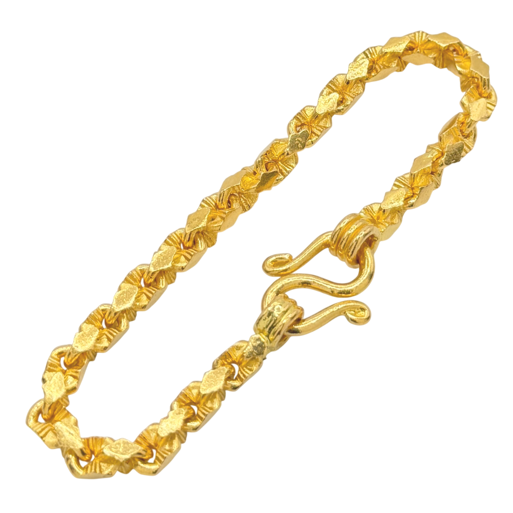 5MM Solid Nugget Link Bracelet in solid 10K-24K gold