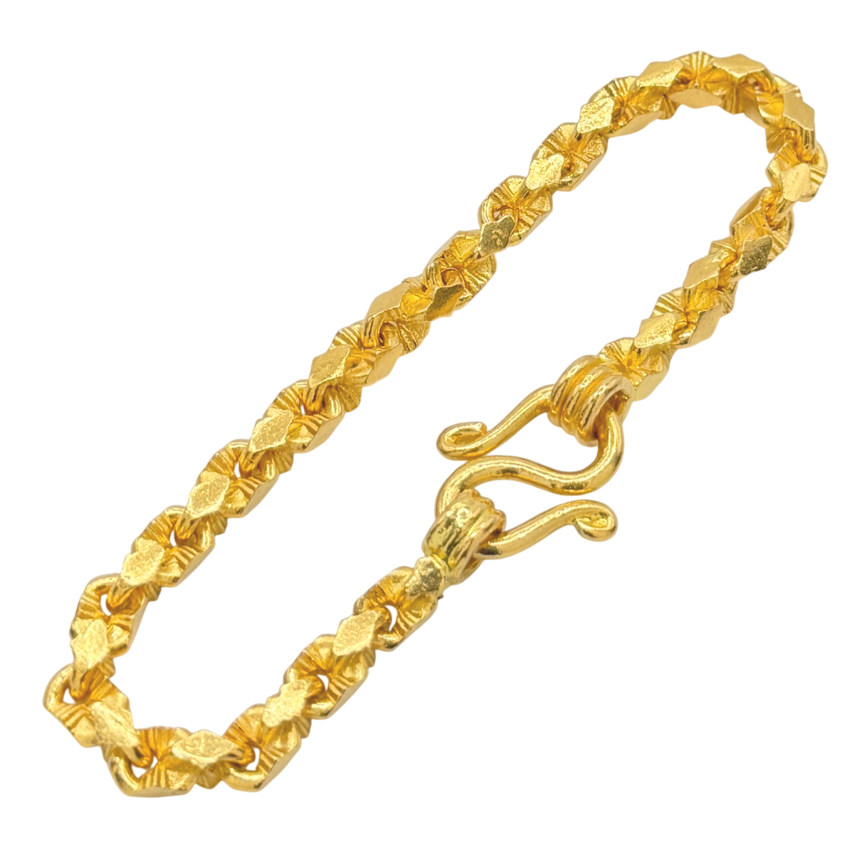 5MM Solid Nugget Link Bracelet in solid 10K-24K gold