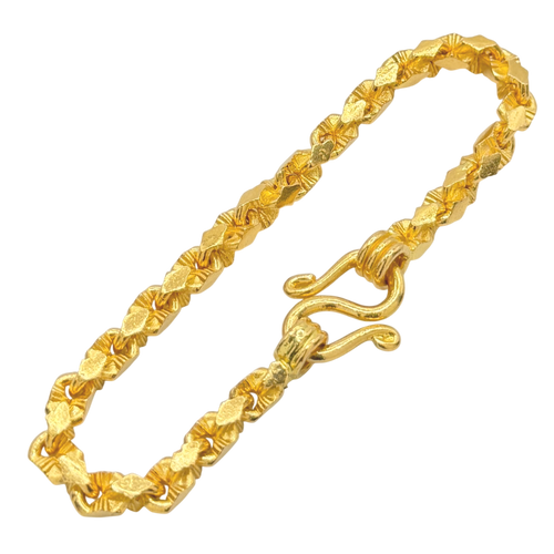 5MM Solid Nugget Link Bracelet in solid 10K-24K gold
