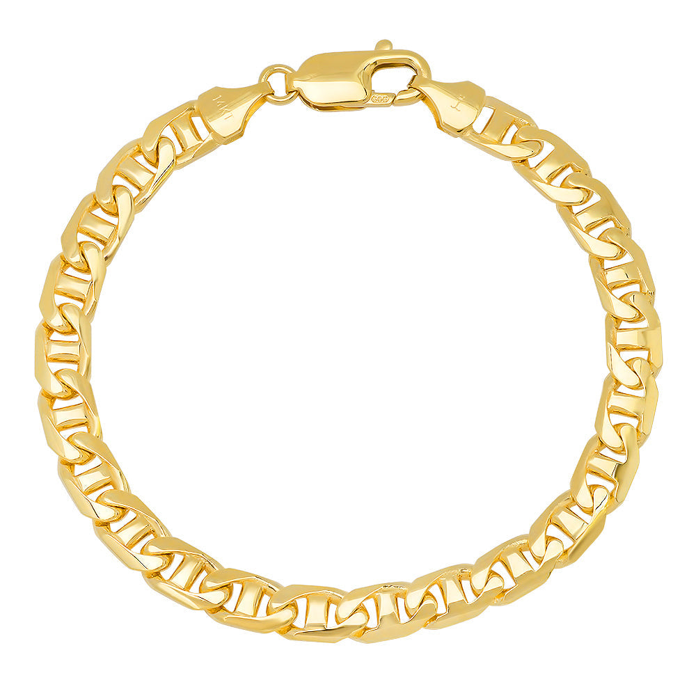 6.5MM Solid Yacht Link Bracelet in solid 10K-24K gold