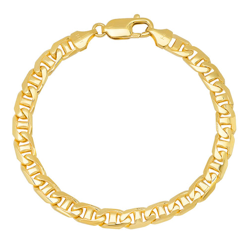 6.5MM Solid Yacht Link Bracelet in solid 10K-24K gold