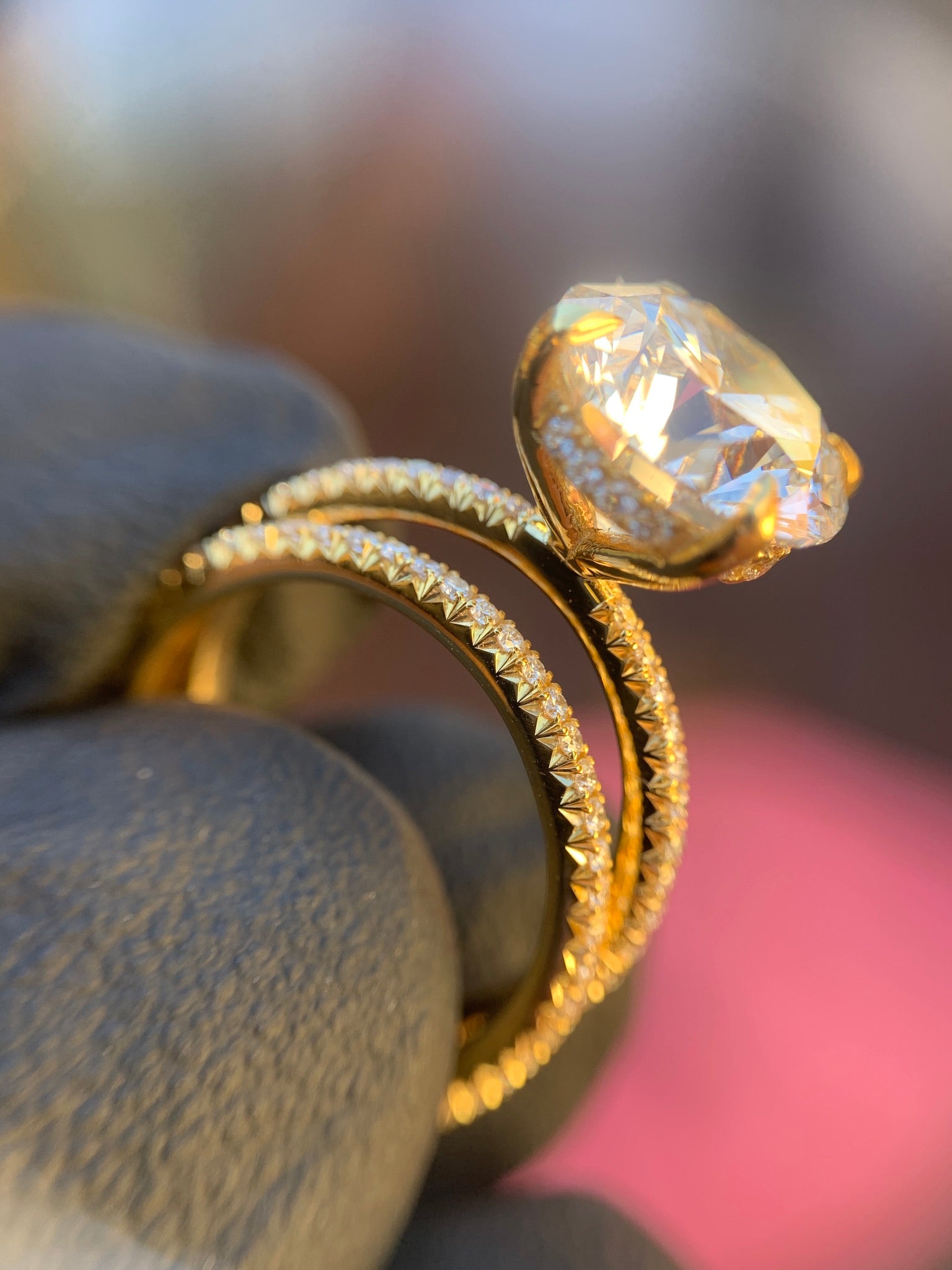 Micro French Pavé Hidden Halo Engagement Ring