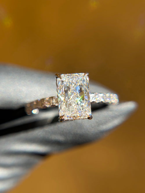 French Pavé Hidden Halo Engagement Ring