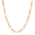6MM Solid Plain Figaro Chain in rose gold