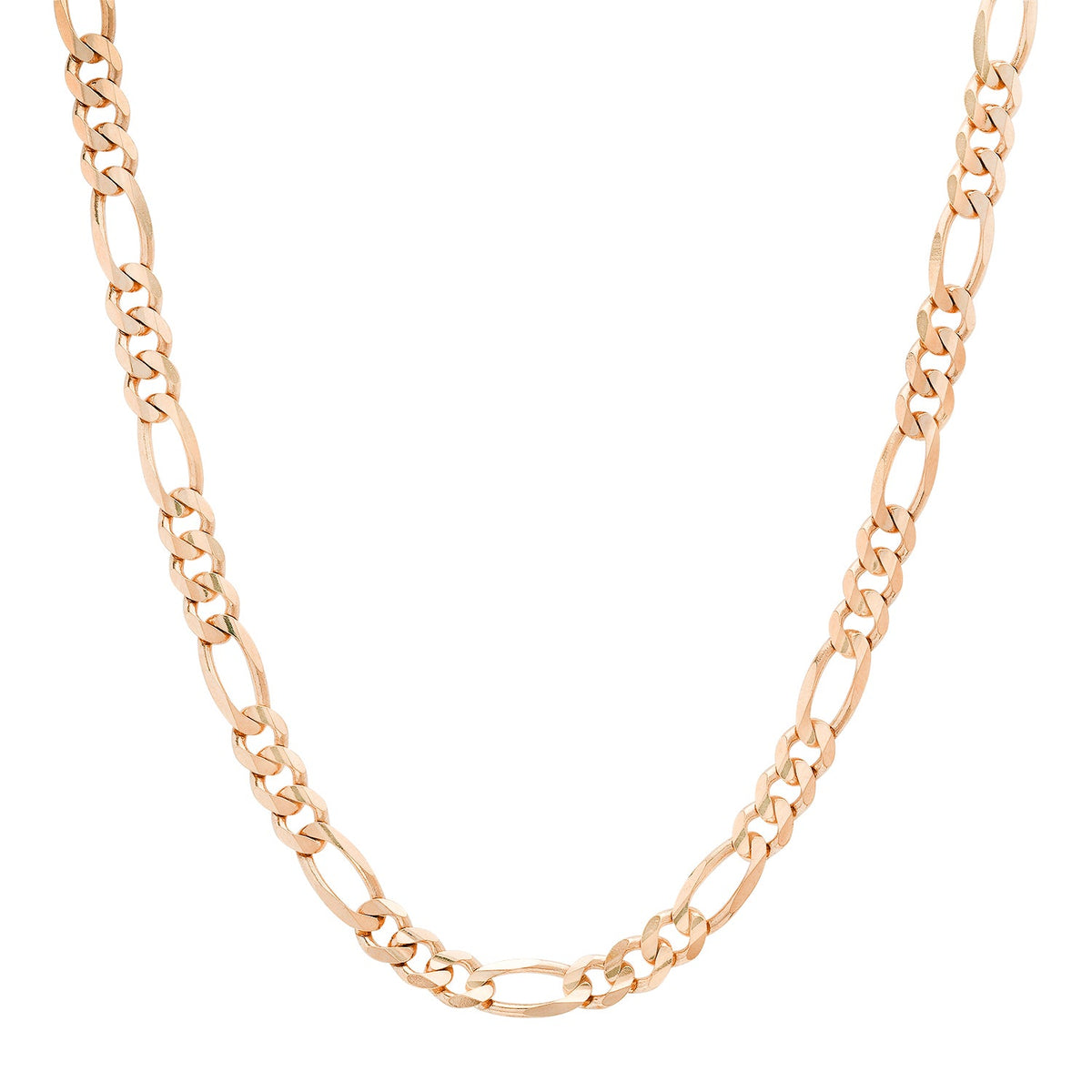 6MM Solid Plain Figaro Chain in rose gold