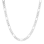 6MM Solid Plain Figaro Chain in white gold