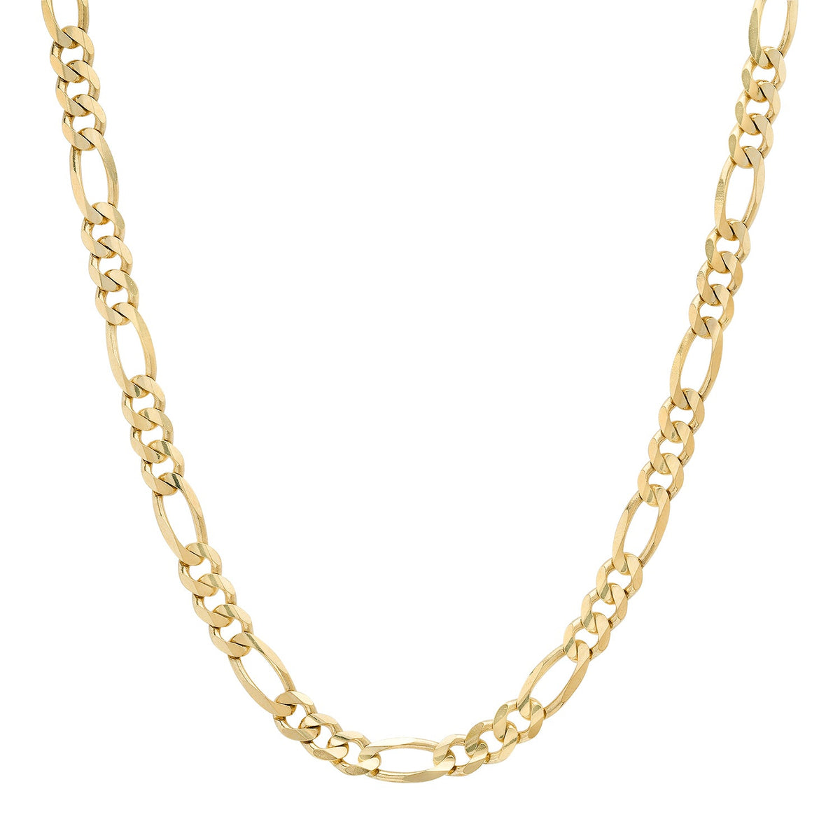 6MM Solid Plain Figaro Chain in yellow gold