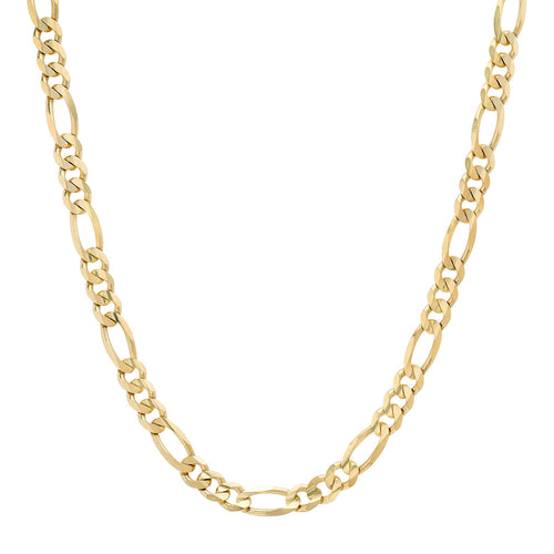 6MM Solid Plain Figaro Chain in yellow gold