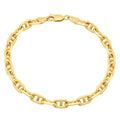 6MM Solid Alternating Mariner Bracelet in yellow gold, barred oval links alternating flat and edge-on