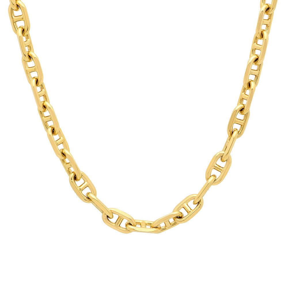 6MM Solid Alternating Mariner Chain in yellow gold