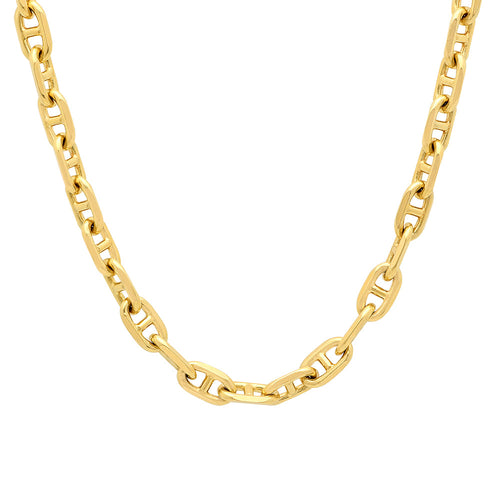 6MM Solid Alternating Mariner Chain in yellow gold