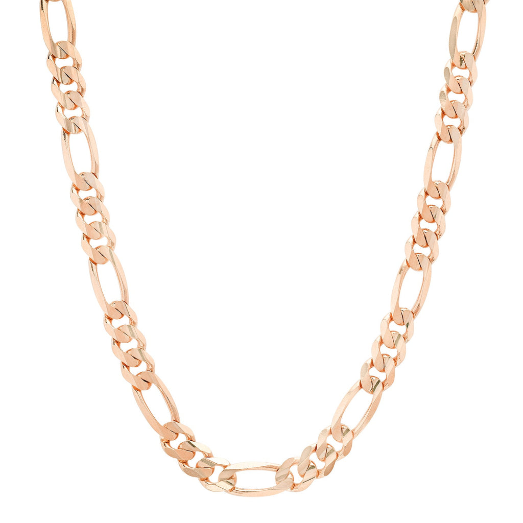 7.5MM Solid Plain Figaro Chain in rose gold