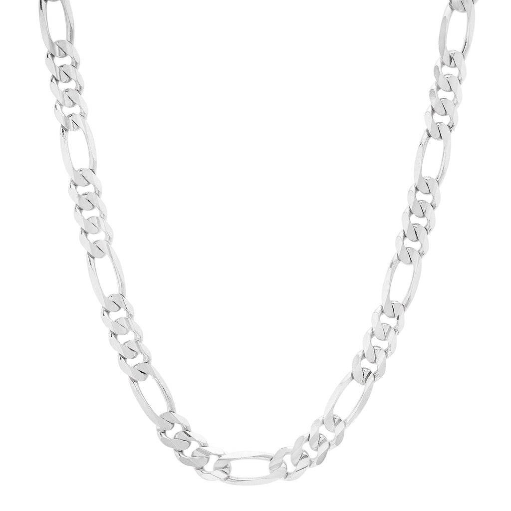 7.5MM Solid Plain Figaro Chain in white gold