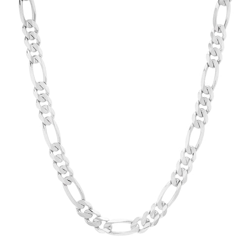 7.5MM Solid Plain Figaro Chain in white gold