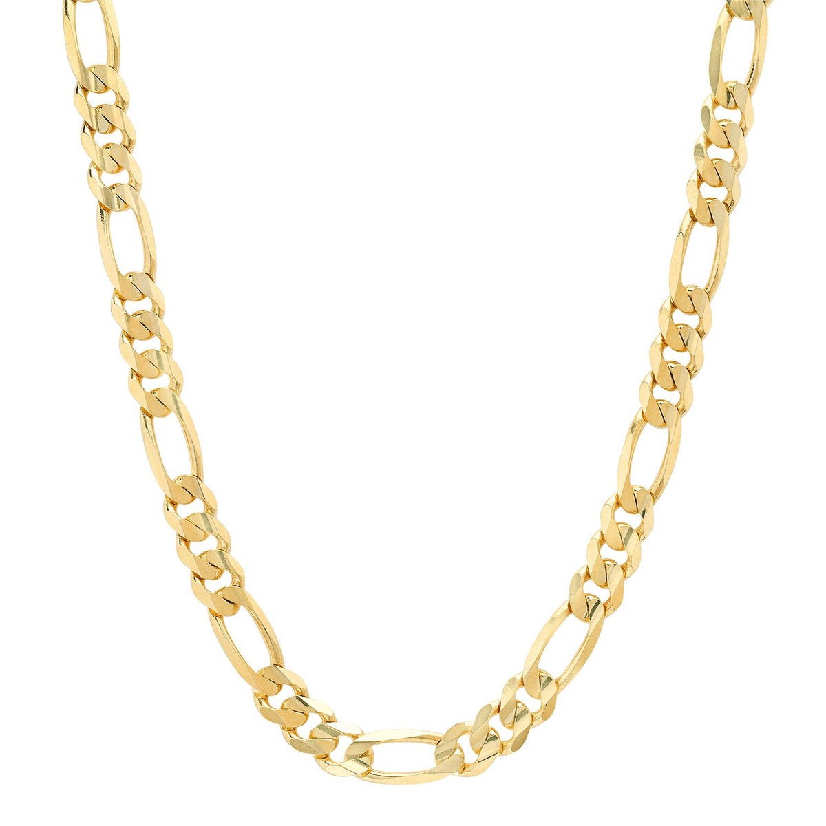 7.5MM Solid Plain Figaro Chain in yellow gold