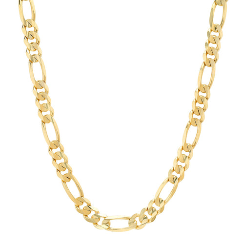 7.5MM Solid Plain Figaro Chain in yellow gold