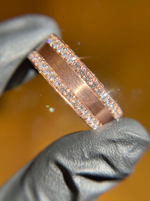 Brushed Center Diamond Ring