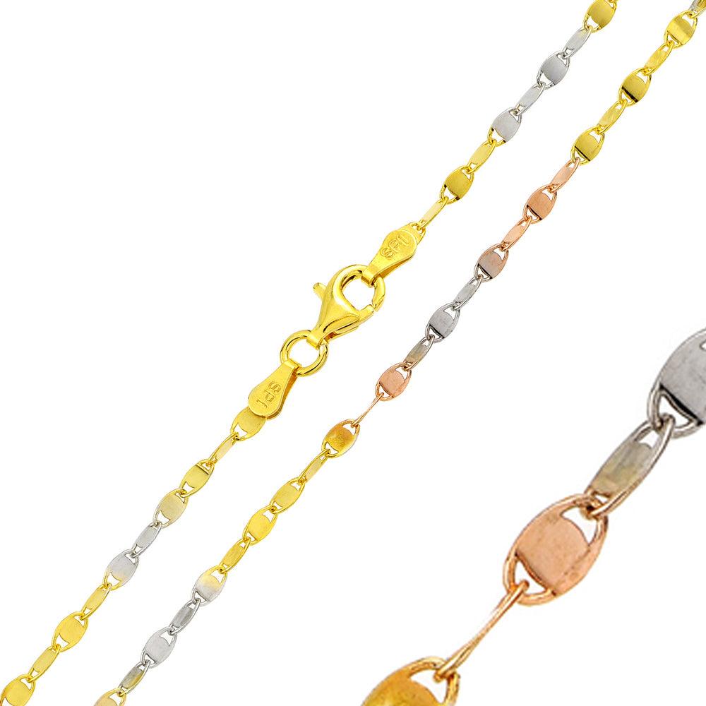 Silver 925 Multi Plated Alternating Lock Oval Confetti Multi Color 030 Chain 2.5mm - CH259 MUL
