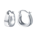 Silver 925 Rhodium Plated 'U' Shaped Hoop Earrings - STE00721