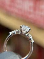 Marquise and Round Accent Hidden Halo Engagement Ring