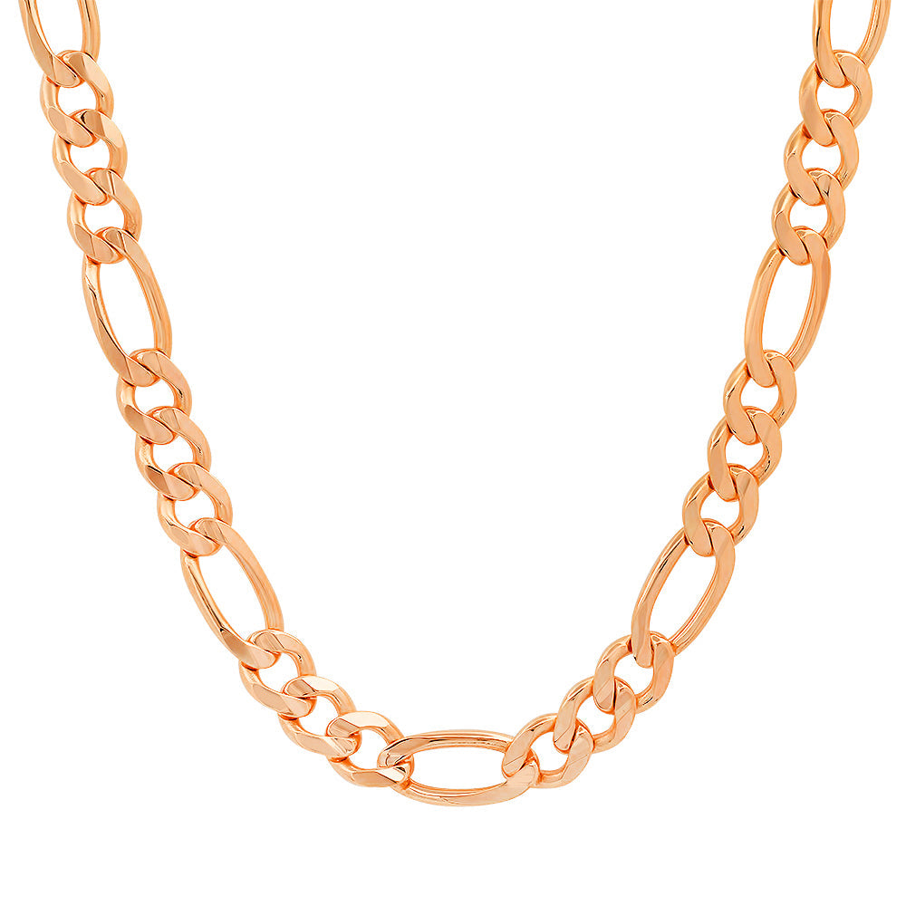8MM Solid Plain Figaro Chain in rose gold