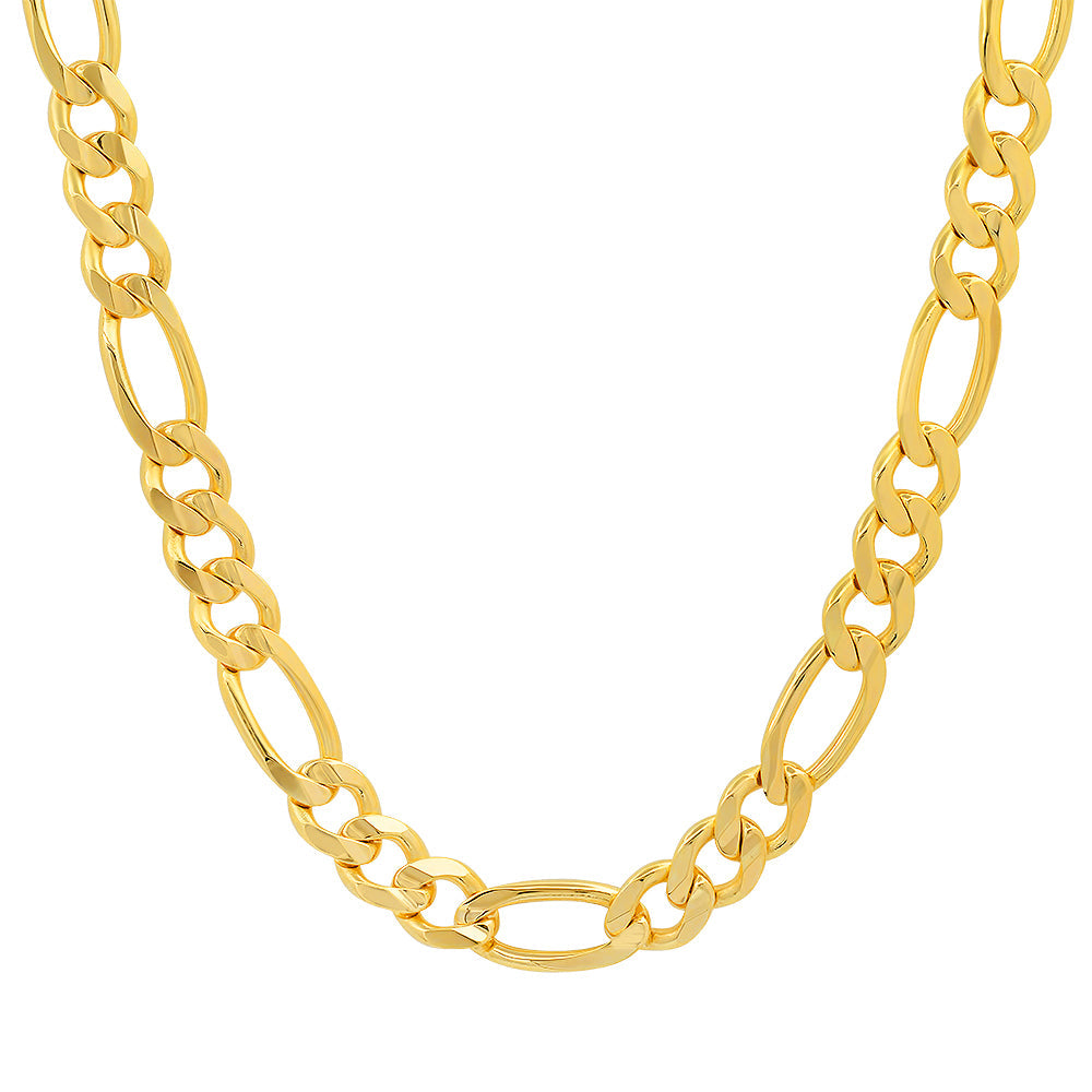 8MM Solid Plain Figaro Chain in yellow gold