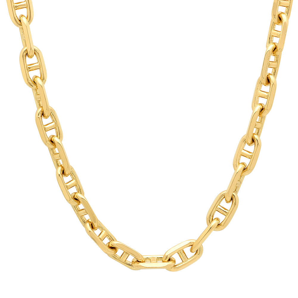 8MM Solid Alternating Mariner Chain in yellow gold